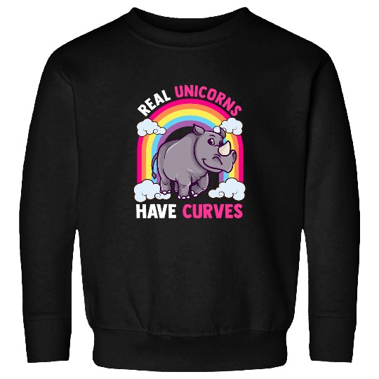 Rhino Pet Real Unicornss Have Curves Funny Rhinoceros Animals Lover Sweatshirts