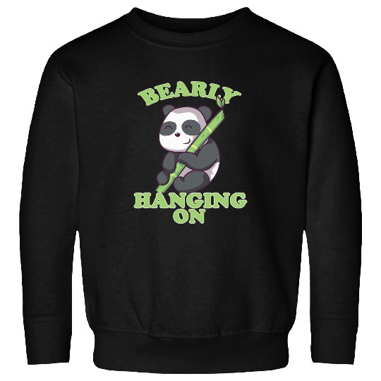 Panda Pet goth kawaii panda with bamboo barely hanging on bear pun Sweatshirts