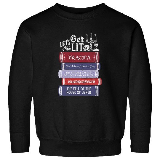 Book Fun Lets Get Lit vintages Horror Book Lovers Bookworm Reading Sweatshirts