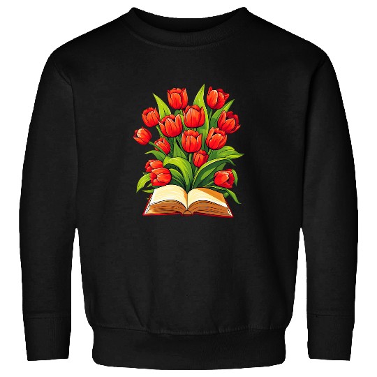 Book Fun Tulips Flowers Book Floral Sweatshirts