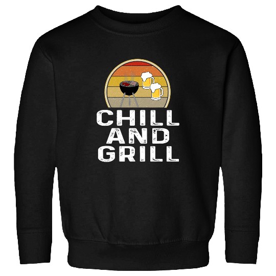 Beer Fun Chill And Grill Charcoal Grilling Beer Mug Outdoor Sweatshirts