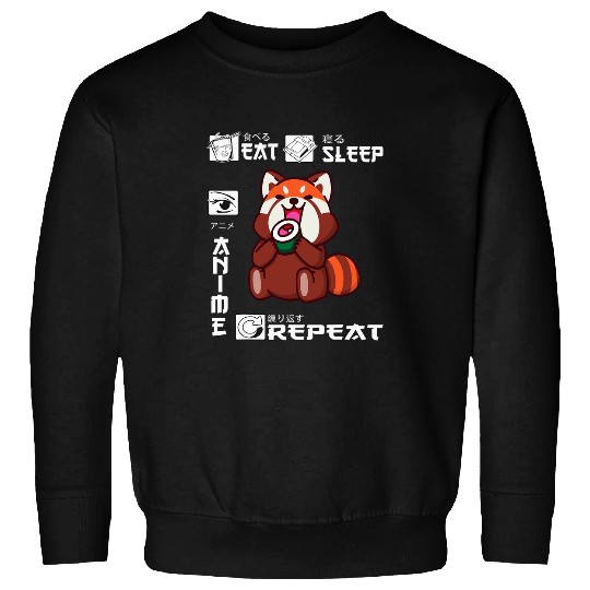 Panda Pet eat sleep anime repeat panda eating sushi japanese kawaii Sweatshirts