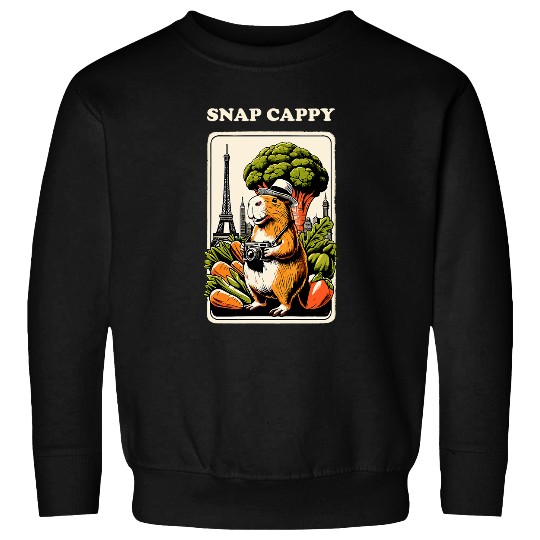 capybaras Pet Tourist Vacation Camera Broccoli Vegetable Rodent Sweatshirts
