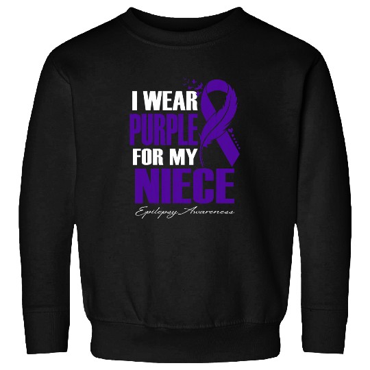 I Wear Purple For My Niece Epilepsy Awareness Feather Sweatshirts