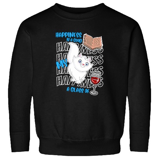 Book Fun Happiness Is White Persian Cats Books Wines Cute Cat Lover Sweatshirts