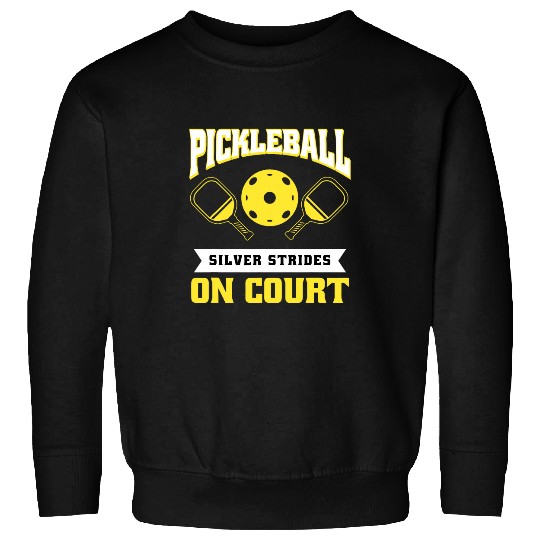 Sport Pickleball Pickleball Silver Strides On Court Funny Retro Sports Sweatshirts