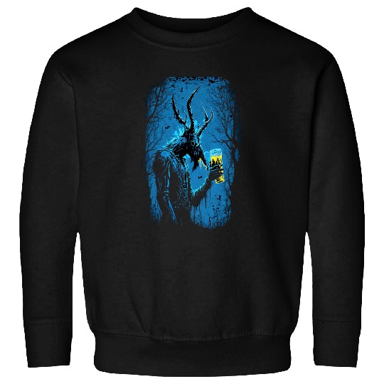 Beer Fun Dark Demonic Wendigo Devil Drinking Beer Mug Halloween Art Sweatshirts