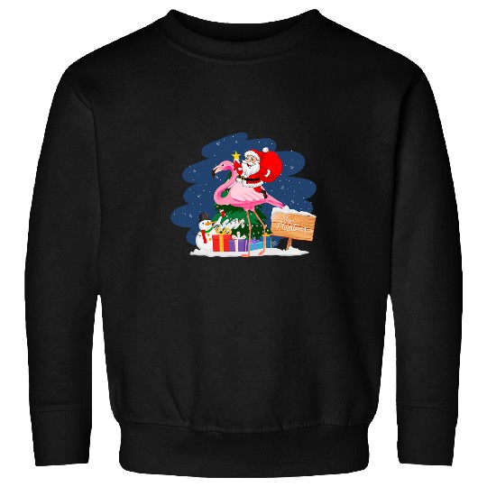 Flamingo Pet Funny Santa Claus Riding Pink Flamingo 51 Sweatshirts