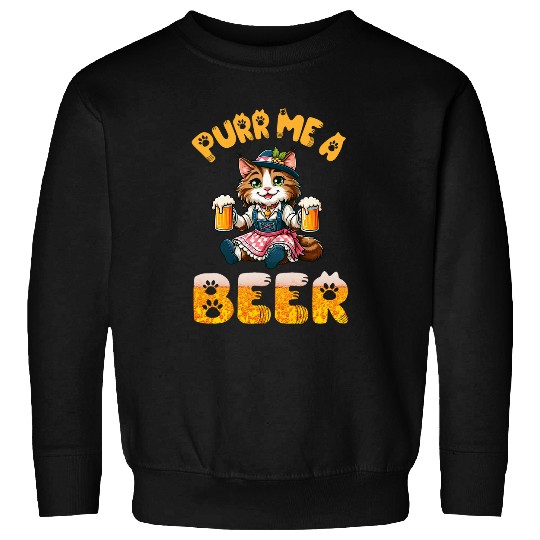 Beer Fun Maine Coon Cat Bavarian Costume Drink Beer Purr Me A Beer Sweatshirts