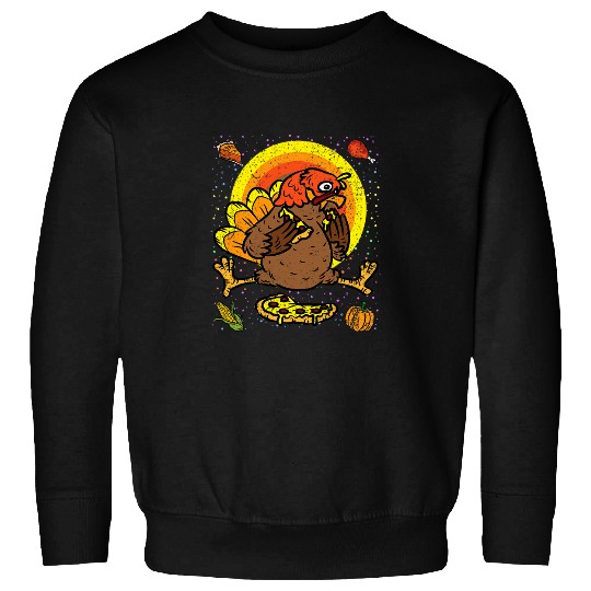 Turkey Eating Pizza Thanksgiving Day Fall Autumn Foodie Chef Sweatshirts