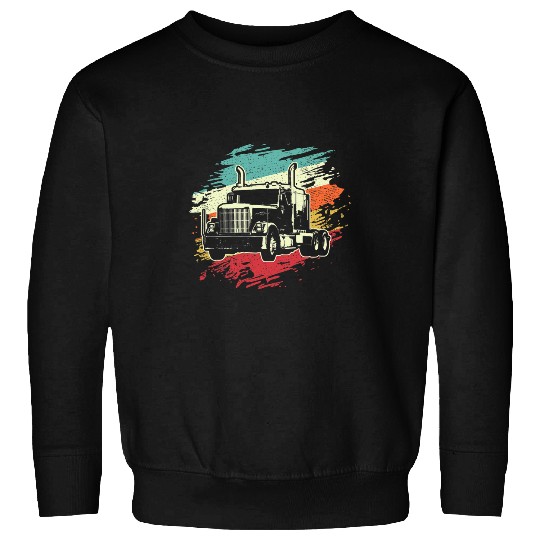Truck Fun Retro Trucker Big Rig SemiTrailer vintages Truck Driver Sweatshirts