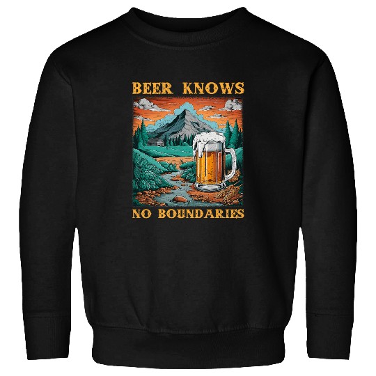 Beer Fun Beer Knows No Boundaries Oktoberfest Hops Barley Beer Mug Sweatshirts