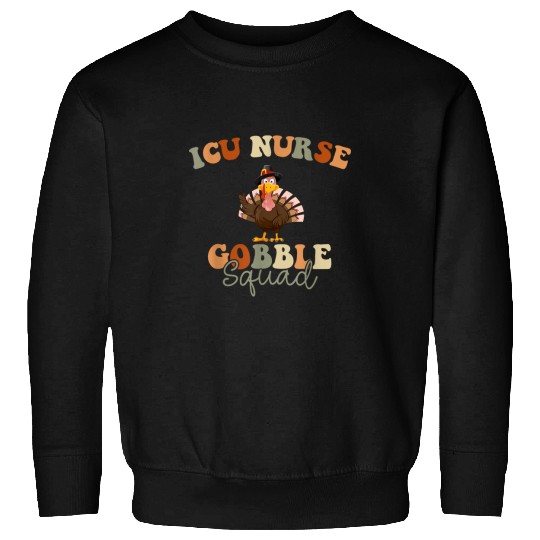 nurses Job Retro ICU nurses Gobble Squad Thanksgiving Fall Autumn Turkey Sweatshirts
