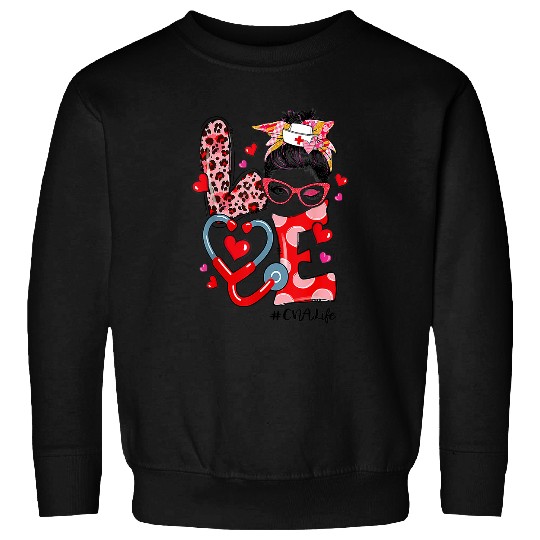 nurses Job Life Valentines Day Stethoscope ER ICU NICU RN Women Sweatshirts