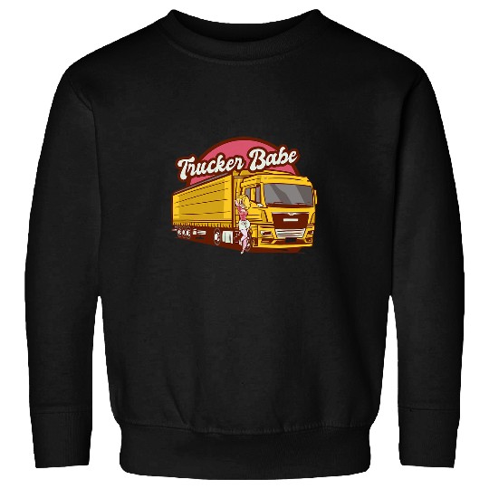Truck Fun Babe Semi Truck Driver Cute Girl Driver 18 Wheel Sweatshirts