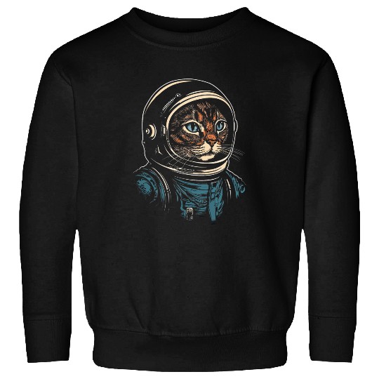 Astronaut Job Cat Retro Minimalist Cat Owner Space Cat Lover Sweatshirts
