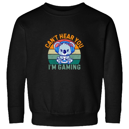Koala Pet Retro Gamer Can t Hear You I m Gaming Funny Koala Headset Sweatshirts