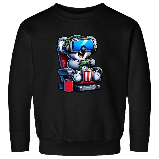 Koala Pet Gamer Koala Popcorn Gaming Chair Headphones Games Player 1 Sweatshirts