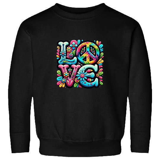 1960s 1970s Retro Love Peace TieDye Floral Graphics Sweatshirts