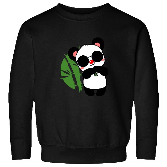 Panda Pet Happy Panda sitting on Bamboo Wearing Sunglasses Sweatshirts