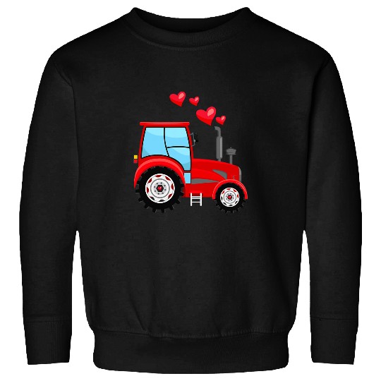 Tractor Fun Valentines Day Red Farm Tractor For Toddlers Kids Adults Sweatshirts