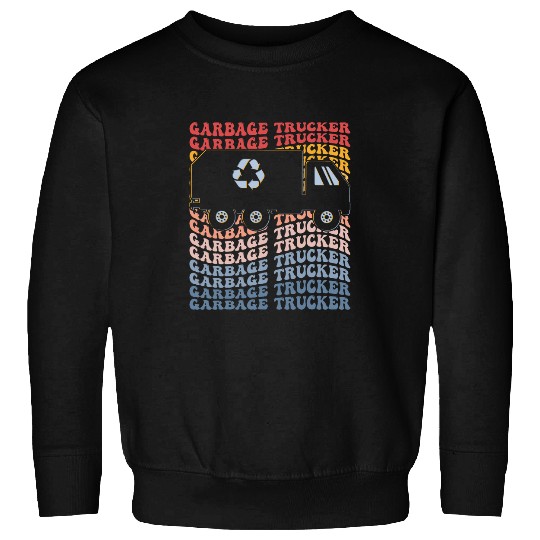 Garbage Trucker Groovy Garbage Truck Recycling Trash Truck Sweatshirts