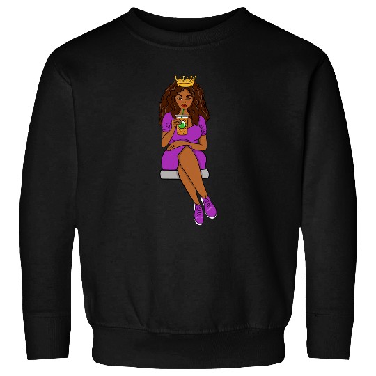 Coffee Fun Iced Coffee Passenger Princess Black Woman Wife Girlfriend Sweatshirts