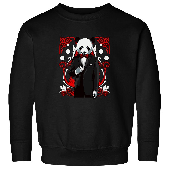 Panda Pet Groom Crew Squad Hangover Stag Funny Tie Bow Tuxedo Panda Sweatshirts
