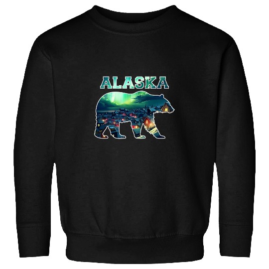 Alaskan Bear Northern Lights Aurora Borealis Nature Sky 4 Sweatshirts