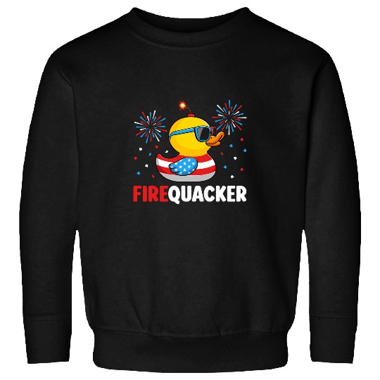 Duck Pet 4th of July Duck Firequacker Patriotic Fourth of July Funny Sweatshirts