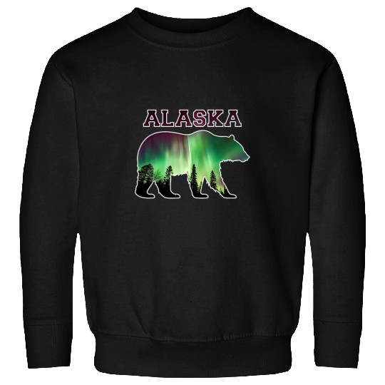 Bear Pet Alaskan Bear Northern Lights Aurora Borealis Nature Sky 10 Sweatshirts