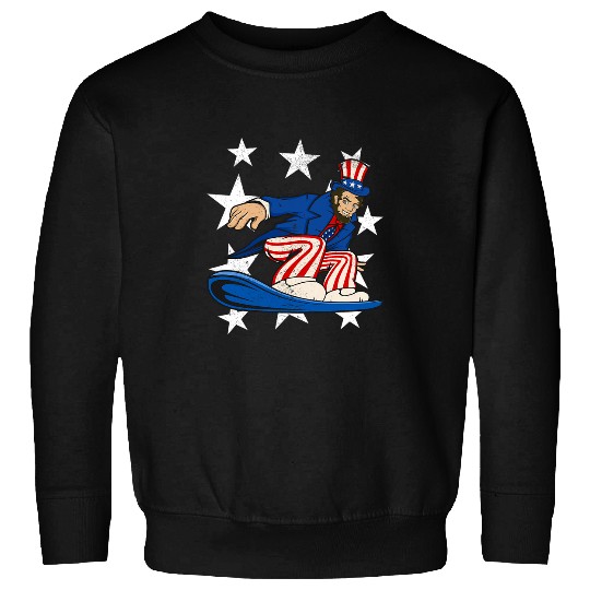 Abraham Lincoln Snowboarding Funny 4th of July Snowboard Sweatshirts