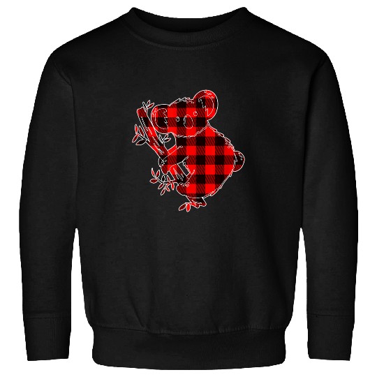 Koala Pet Red black plaid gingham Koala Christmas Matching Pajama Sweatshirts