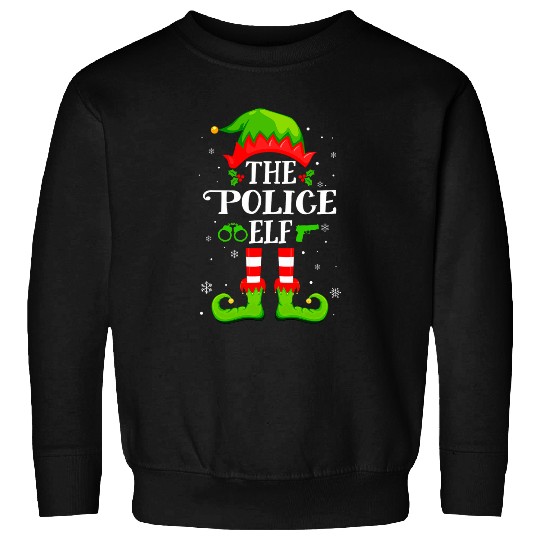 Police Job Funny The Police Elf Family Matching Santa Squad Christmas Sweatshirts