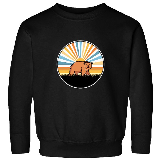 Bear Pet Bear Grizzly Sunset Retro Animal Wildlife Mammal Zoo Cute Sweatshirts