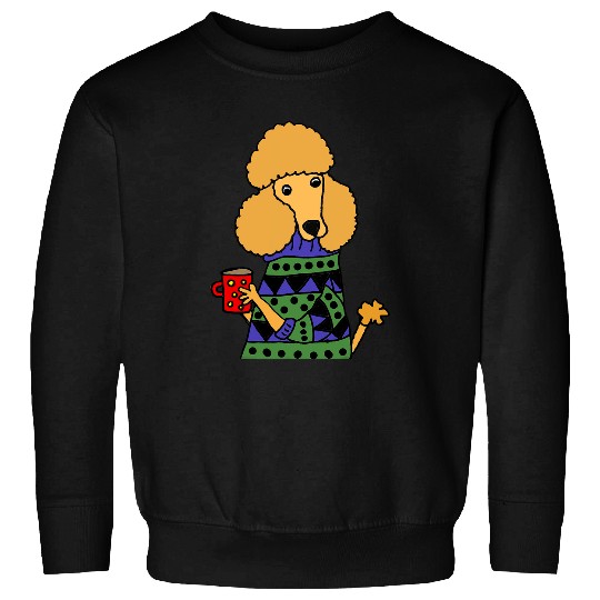 Coffee Fun Smileteespetsa Funny Apricot Poodle Dog Drinking Coffee Sweatshirts