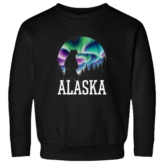 Bear Pet Alaska Northern Lights Bear Nature Outdoor Scenic Travel Sweatshirts