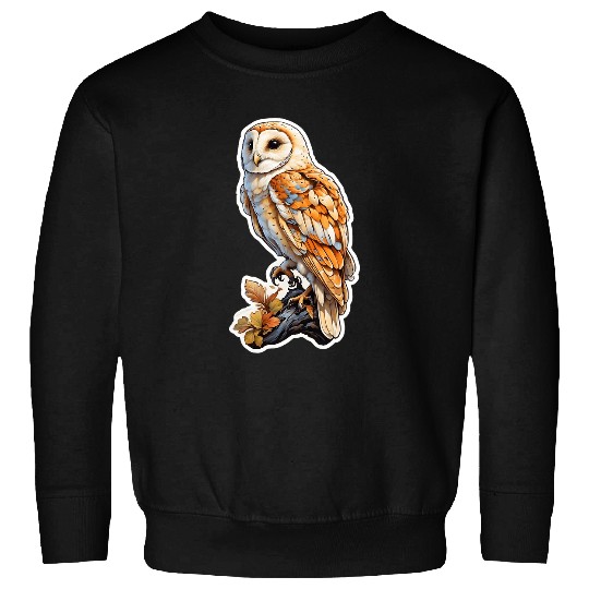 Owl Pet Majestic Owl Perch Barn Owl on a Leafy Branch Sweatshirts