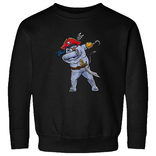 Hippo Pet Dabbings Pirate Halloween Hippo Vintage Sweatshirts