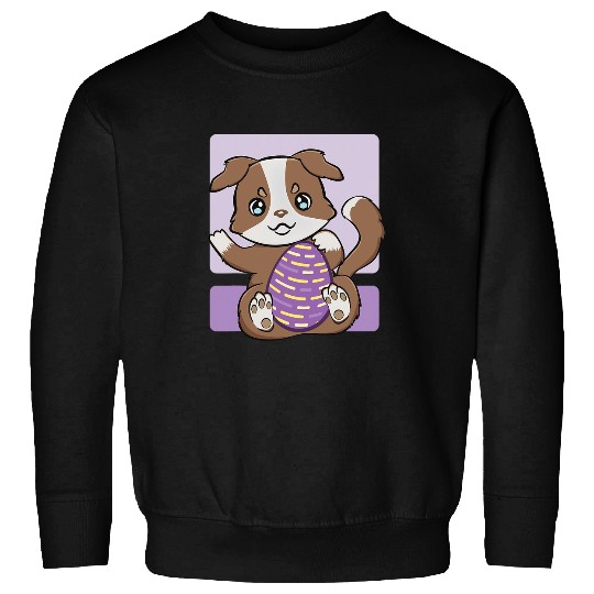 Australian Shepherd With Egg Cute Anime Happy Easter Day Sweatshirts