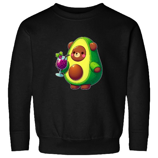 Bear Pet Bear in Avocado Costume Drinking Grape Juice Sweatshirts