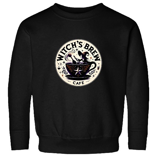 Coffee Fun Salem Witch s Brew Cafe Retro Witchcraft Coffee House Logo Sweatshirts