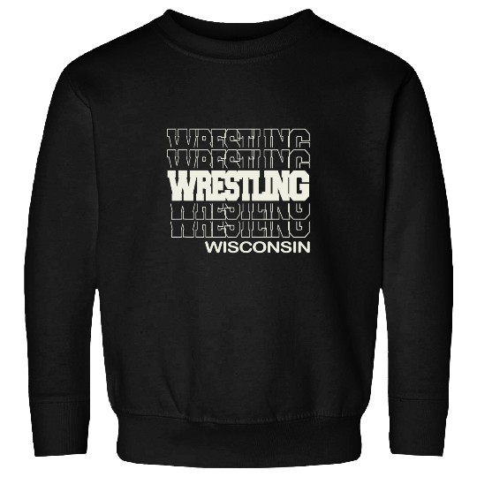 Sport Wrestling Wisconsin in Modern Stacked Lettering Sweatshirts