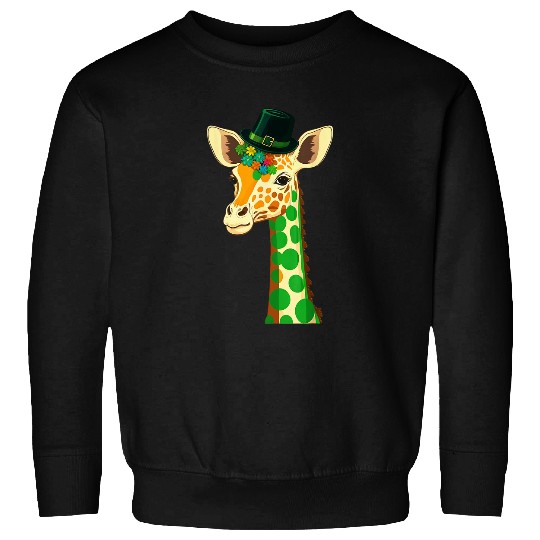 Giraffe Pet Green Giraffe shamrock on St Patricks Day Giraffe Sweatshirts