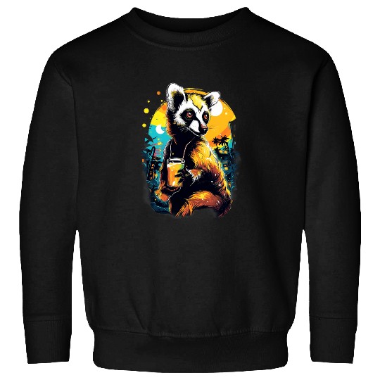 Beer Fun Lemur Drinking Beer Funny Beer Drinker Drunk Monkey Primate 1 Sweatshirts