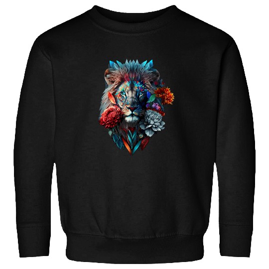 Lion Pet Flowers Animal Print Art Animal Lover Lion Sweatshirts
