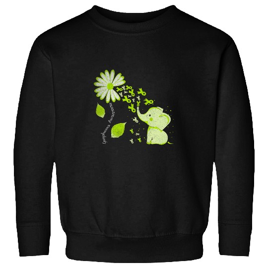 Elephant Pet Daisy Flower Lime Green Elephant Lymphoma Awareness Sweatshirts