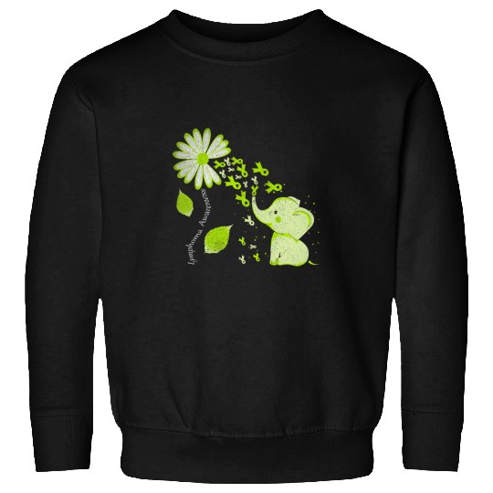 Elephant Pet Daisy Flower Lime Green Elephant Lymphoma Awareness Sweatshirts