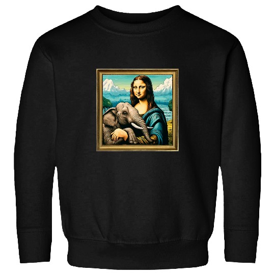 Elephant Pet Humor Mona Lisa With Elephant Sweatshirts