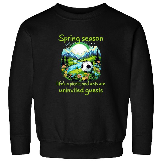 Funny Springtime picnic with ants and soccer ball Sweatshirts